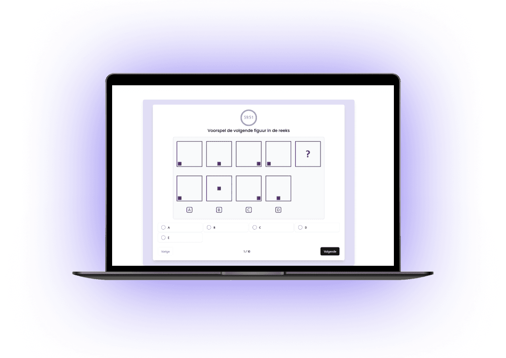 Assessment practice interface op laptop